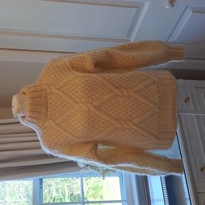 HATHAWAY Womens‎ Vintage 100% Ivory Wool Fisherman Irish Crewneck Sweater S-M